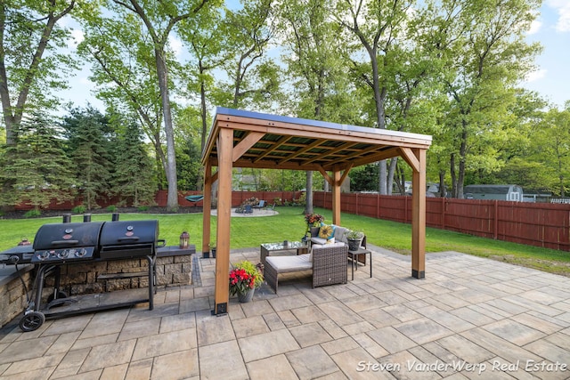 2567 Chippewa Trl, Muskegon, MI 49445 - view of patio / terrace featuring an outdoor hangout area and a gazebo