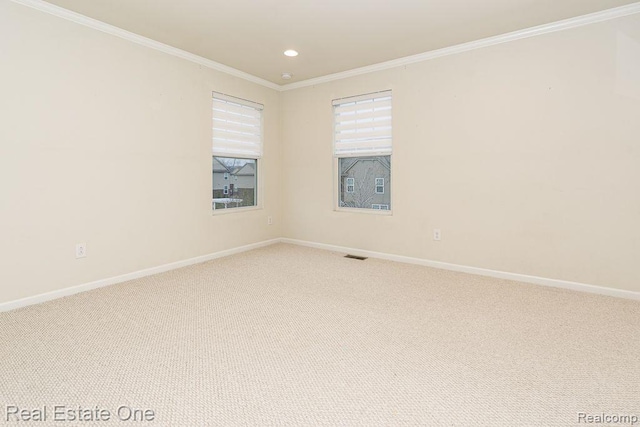 2669 Helmsdale Cir, Rochester, MI 48307 - unfurnished room featuring ornamental molding, recessed lighting, baseboards, and light colored carpet
