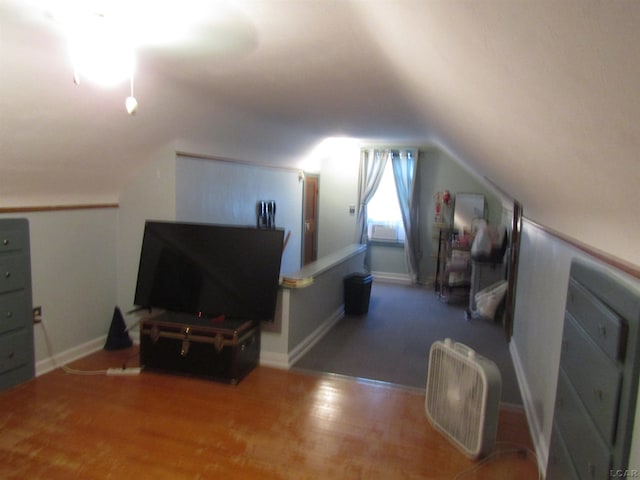 736 State St, Adrian, MI 49221 - bedroom with lofted ceiling and wood finished floors