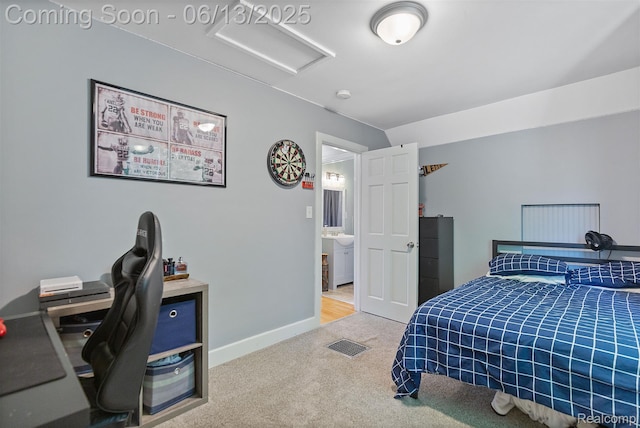 1 Jones St, Yale, MI 48097 - carpeted bedroom with attic access, an office area, and baseboards