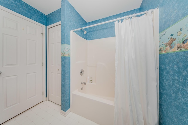 324 Redrock Ct, Ann Arbor, MI 48103 - bathroom with shower / bath combo and tile patterned floors
