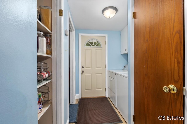 1044 Dahlia Ave, Wayland, MI 49348 - laundry area with cabinet space, separate washer and dryer, and carpet flooring