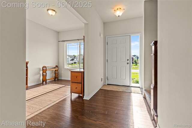 305 Beaver Run, Holly, MI 48442 - entryway with dark wood-style floors and baseboards