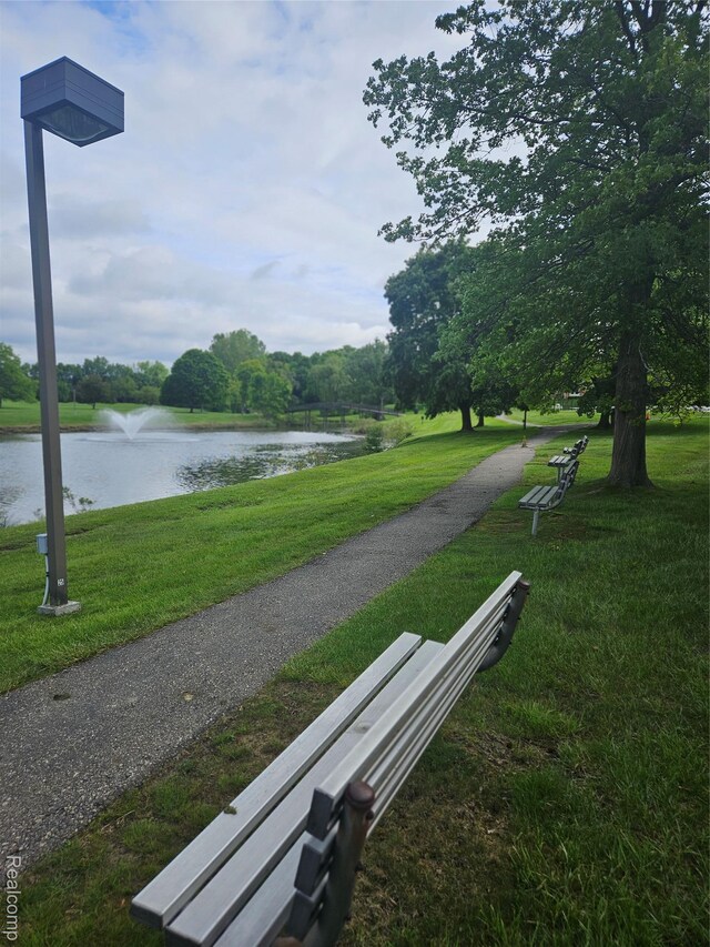 5138 Bayside Dr, Troy, MI 48098 - view of home's community with a water view and a lawn