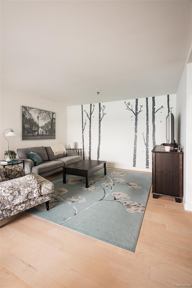 1001 W Jefferson Ave Unit 22H, Detroit, MI 48226 - living room with wood finished floors