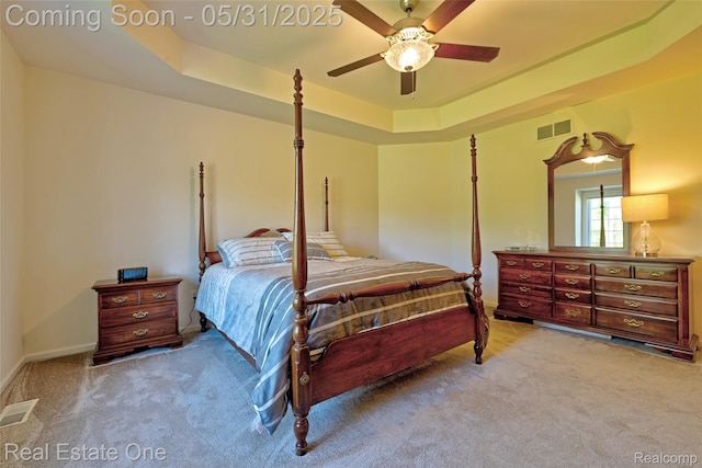 1572 S Hadley Rd, Ortonville, MI 48462 - bedroom with carpet, baseboards, a ceiling fan, and a raised ceiling