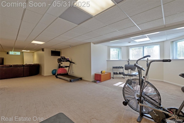 1572 S Hadley Rd, Ortonville, MI 48462 - workout room with carpet floors and baseboards