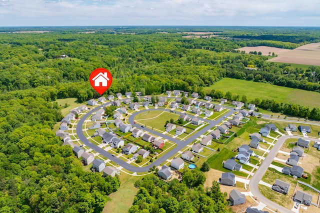 10126 Castle Creek Cir, Galesburg, MI 49053 - bird's eye view of a heavily wooded area