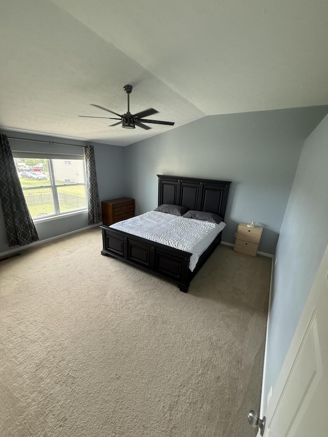 8287 Falkirk Dr, Indiana, IN 46123 - bedroom featuring lofted ceiling, light colored carpet, and a ceiling fan