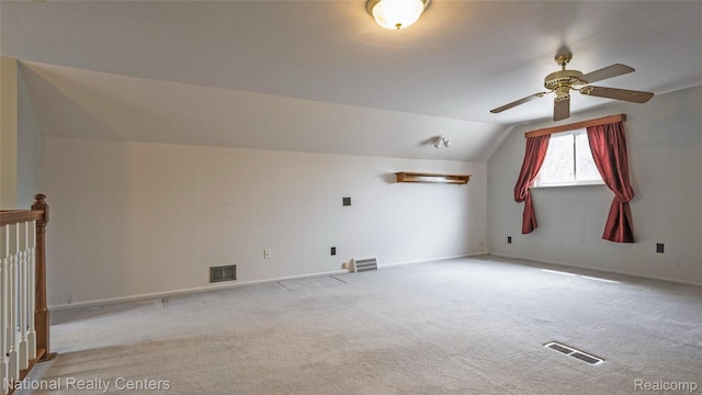 3446 17th St, Wyandotte, MI 48192 - additional living space featuring carpet, lofted ceiling, ceiling fan, and baseboards