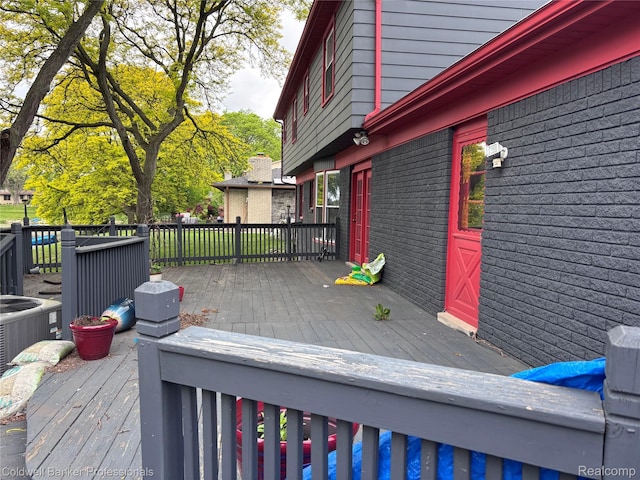 5550 25 Mile Rd, Shelby Twp, MI 48316 - wooden deck with central AC unit