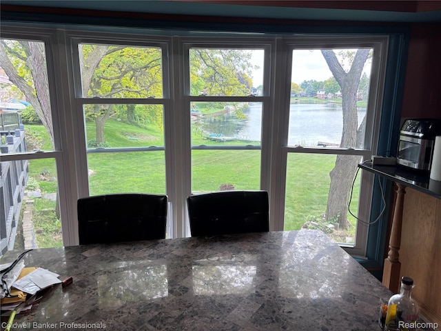5550 25 Mile Rd, Shelby Twp, MI 48316 - unfurnished dining area with a water view