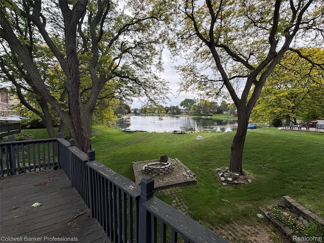 5550 25 Mile Rd, Shelby Twp, MI 48316 - deck with a water view and a lawn