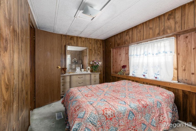 3570 109th Ave, Allegan, MI 49010 - bedroom featuring wooden walls and carpet flooring