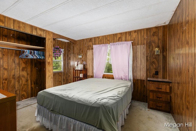 3570 109th Ave, Allegan, MI 49010 - carpeted bedroom with wooden walls and a closet