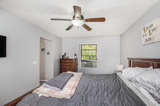 2290 Blissfield Ct, Muskegon, MI 49441 - bedroom with cooling unit, a ceiling fan, and a textured ceiling