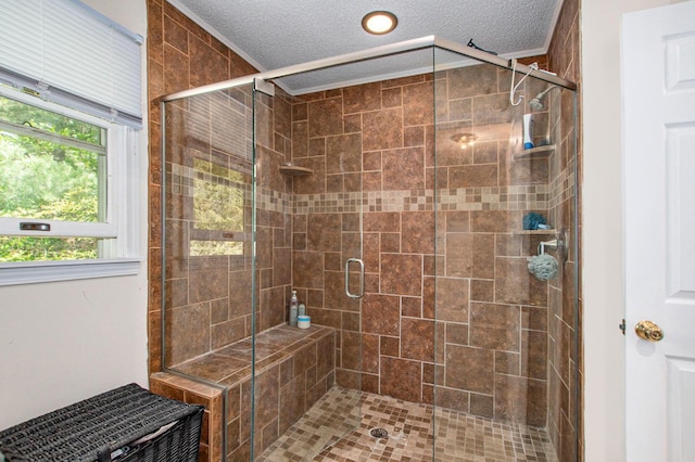2290 Blissfield Ct, Muskegon, MI 49441 - full bathroom with a textured ceiling and a shower stall