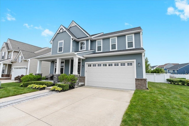310 Fletcher St, Wixom, MI 48393 - craftsman house featuring covered porch, concrete driveway, and an attached garage