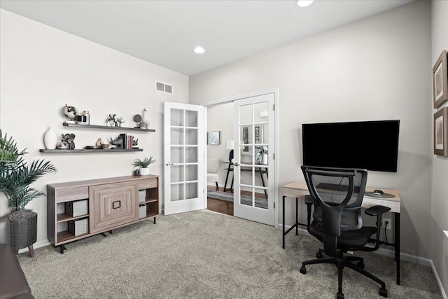 310 Fletcher St, Wixom, MI 48393 - carpeted office featuring french doors, recessed lighting, and baseboards