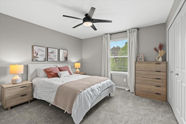 310 Fletcher St, Wixom, MI 48393 - carpeted bedroom with a closet, baseboards, and a ceiling fan