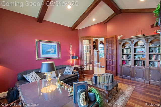 72755 Solanus Dr, Bruce, MI 48065 - living area with french doors, wood finished floors, and recessed lighting
