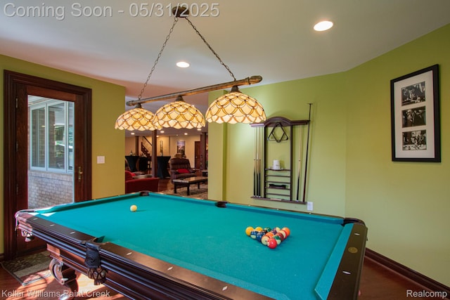 72755 Solanus Dr, Bruce, MI 48065 - recreation room with billiards table, recessed lighting, and baseboards