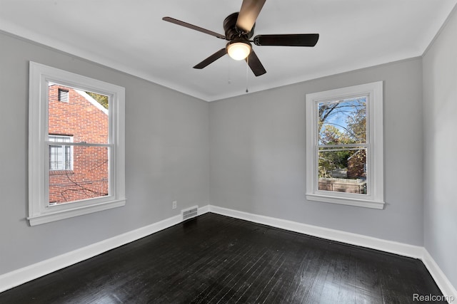 15480 Asbury Park, Detroit, MI 48227 - empty room featuring baseboards, dark wood-style flooring, and ceiling fan