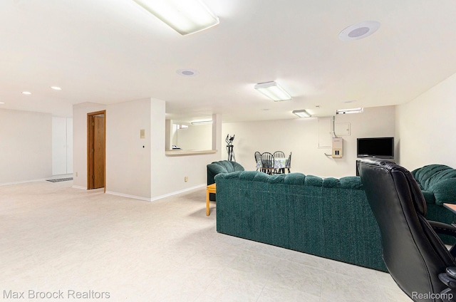 5322 Pond Bluff Dr, West Bloomfield, MI 48323 - living area featuring baseboards, recessed lighting, and light carpet