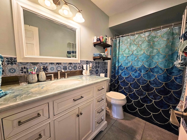 10040 S Reese Rd, Birch Run, MI 48415 - bathroom featuring tile patterned flooring, vanity, toilet, and a shower with curtain