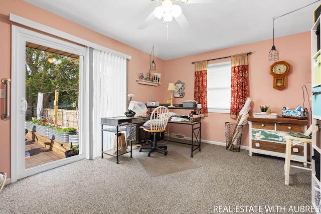38 W 31st St, Holland, MI 49423 - carpeted home office with healthy amount of natural light, ceiling fan, and baseboards