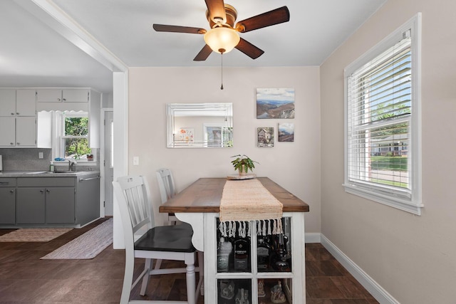 113 Greenleaf St, Onsted, MI 49265 - dining space featuring a ceiling fan and baseboards
