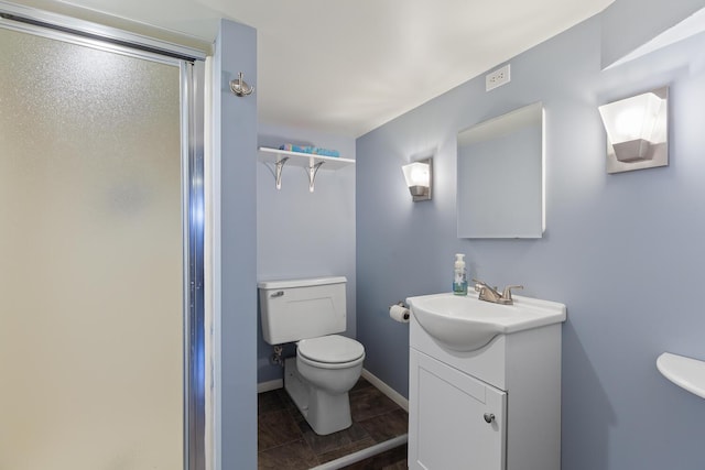 113 Greenleaf St, Onsted, MI 49265 - full bath with toilet, vanity, a shower stall, and baseboards