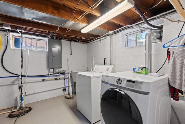 113 Greenleaf St, Onsted, MI 49265 - laundry room with washer and dryer and electric panel