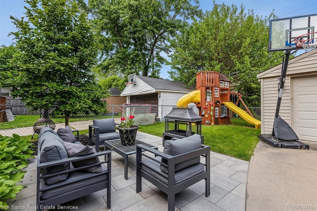 480 Fisher Rd, Grosse Pointe Farms, MI 48230 - view of patio with a playground and an outdoor living space