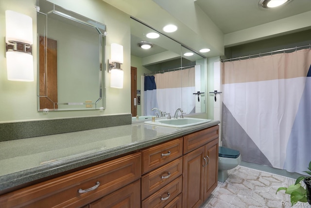 4173 Brandywyne Dr, Troy, MI 48098 - bathroom featuring toilet, vanity, and a shower with curtain