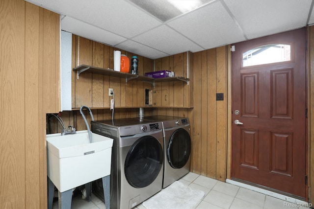 4173 Brandywyne Dr, Troy, MI 48098 - washroom featuring washer and dryer and light tile patterned floors