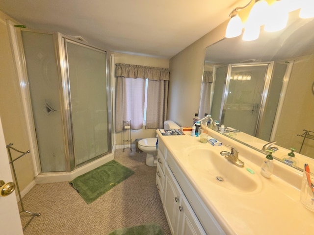 1352 Haughey Dr, Union City, MI 49094 - full bath featuring vanity, a stall shower, toilet, and baseboards