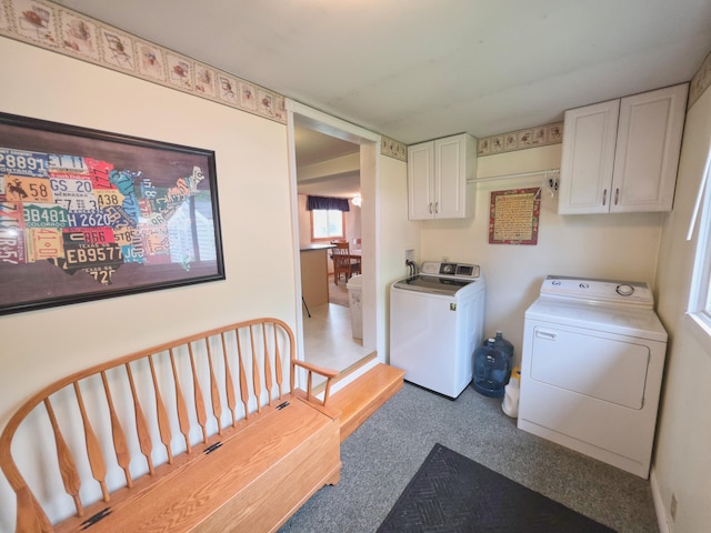 1352 Haughey Dr, Union City, MI 49094 - washroom featuring washer and dryer, cabinet space, and light colored carpet