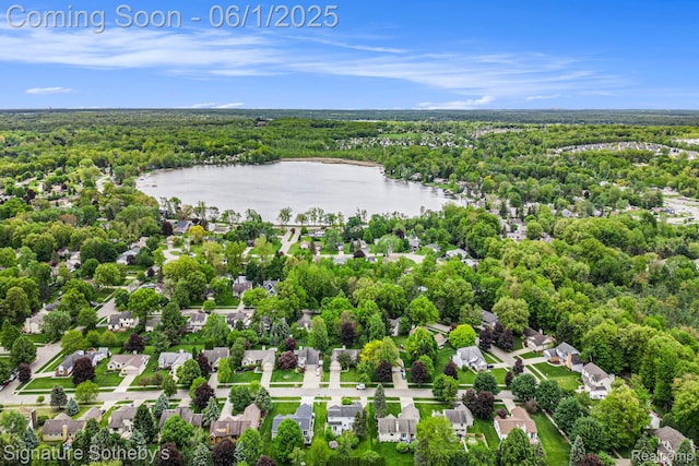 7674 Woodside Pl, Waterford, MI 48327 - drone / aerial view of a nearby body of water and a heavily wooded area