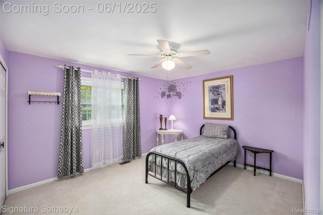 7674 Woodside Pl, Waterford, MI 48327 - bedroom featuring carpet, baseboards, and ceiling fan