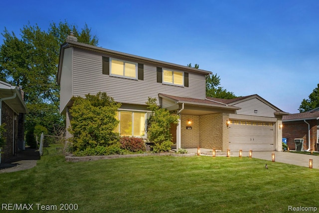 7485 Pointe Dr, Canton, MI 48187 - traditional-style house with driveway, a garage, and brick siding