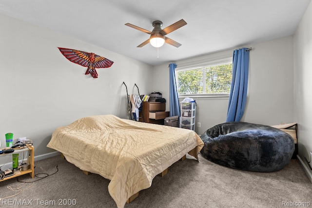 7485 Pointe Dr, Canton, MI 48187 - carpeted bedroom with a ceiling fan