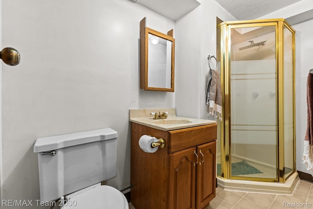 7485 Pointe Dr, Canton, MI 48187 - full bath featuring a stall shower, vanity, toilet, and tile patterned floors