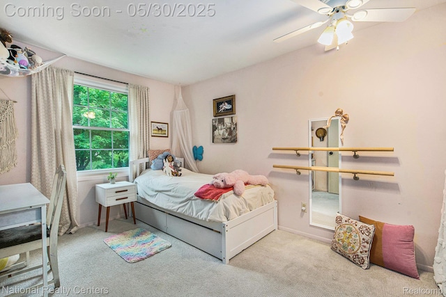 44947 Partridge Dr, Plymouth, MI 48170 - bedroom with carpet flooring, ceiling fan, and baseboards