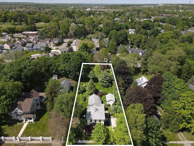 91 Dennison St, Oxford, MI 48371 - aerial perspective of suburban area featuring property boundaries highlighted