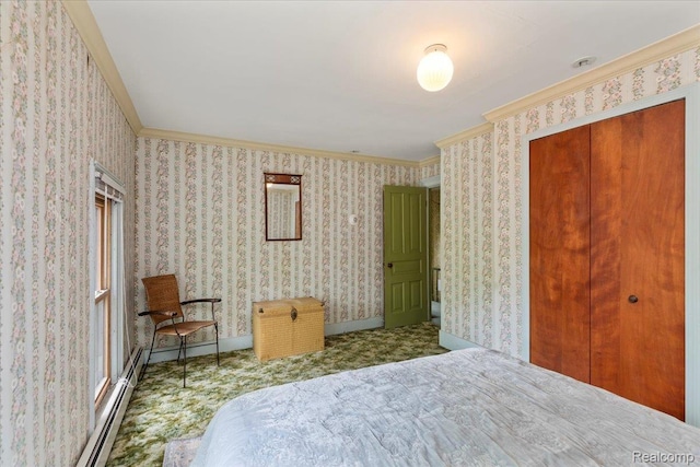 91 Dennison St, Oxford, MI 48371 - carpeted bedroom featuring crown molding, a closet, and baseboards