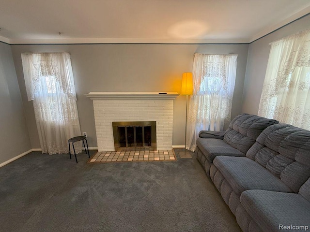 4017 Woodworth St, Dearborn, MI 48126 - carpeted living area featuring a fireplace and baseboards