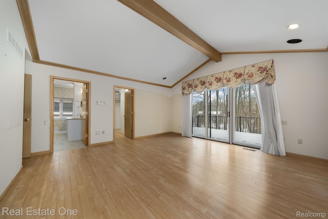 4017 Hidden Woods, Bloomfield Hills, MI 48301 - unfurnished living room with light wood-style flooring, ornamental molding, recessed lighting, and baseboards