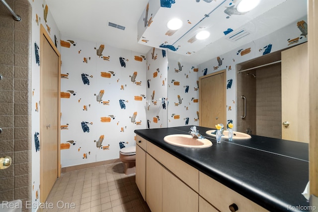 4017 Hidden Woods, Bloomfield Hills, MI 48301 - bathroom with toilet, a shower, vanity, and baseboards