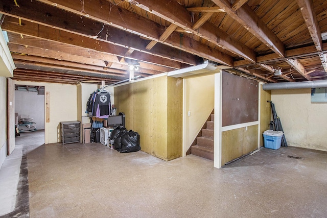 1804 Lakeway Ave, Kalamazoo, MI 49001 - unfinished below grade area featuring stairs and electric panel